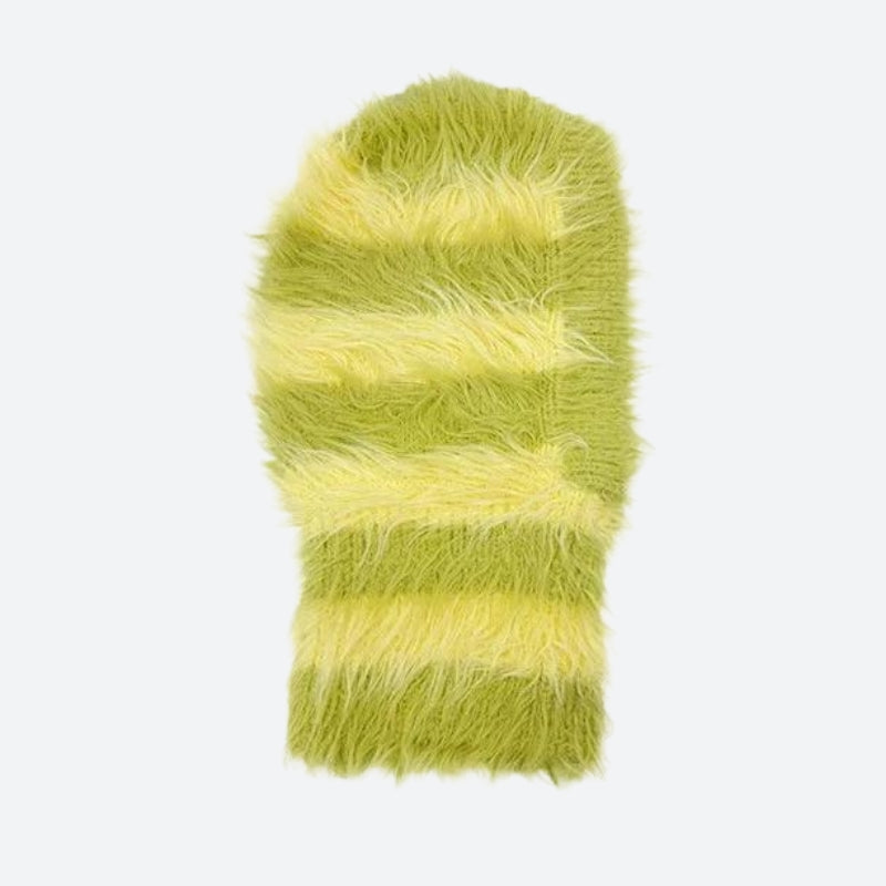 Y2K Retro Indie Striped Fluffy Balaclava - Perfect for 90s and Grunge Outfits