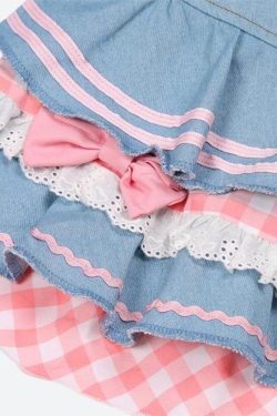 Y2K Retro Kawaii Layered Denim Mini Skirt - Perfect for 90s and Y2K Summer Outfits