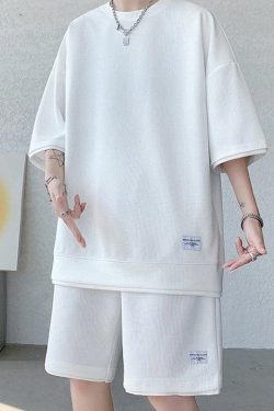 Y2K Retro Soft Boy Sweatshirt & Sweatshorts Two Piece Set - Perfect Y2K Summer Outfit