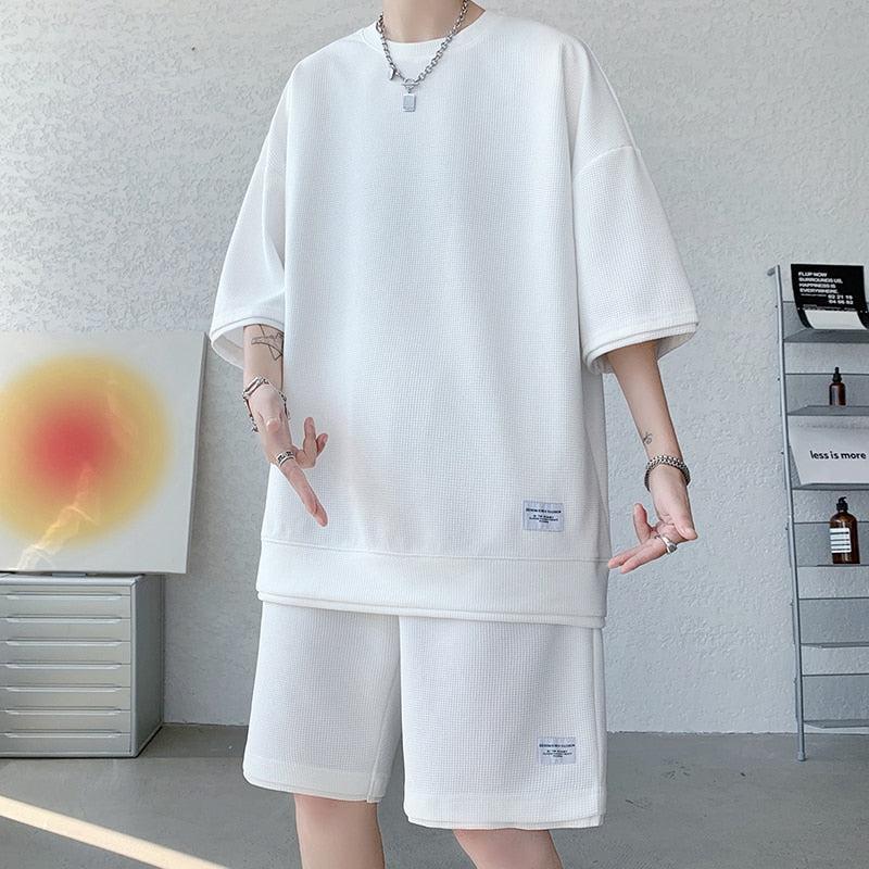 Y2K Retro Soft Boy Sweatshirt & Sweatshorts Two Piece Set - Perfect Y2K Summer Outfit
