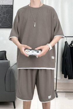Y2K Retro Soft Boy Sweatshirt & Sweatshorts Two Piece Set - Perfect Y2K Summer Outfit