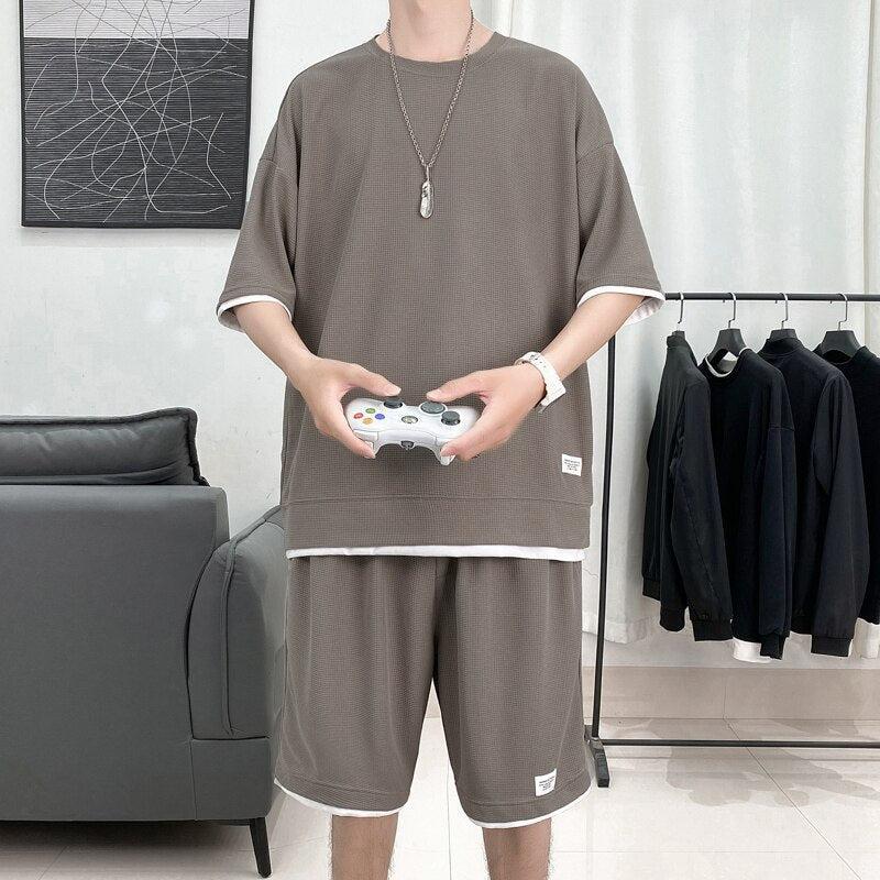 Y2K Retro Soft Boy Sweatshirt & Sweatshorts Two Piece Set - Perfect Y2K Summer Outfit