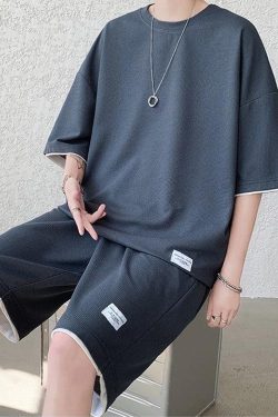Y2K Retro Soft Boy Sweatshirt & Sweatshorts Two Piece Set - Perfect Y2K Summer Outfit
