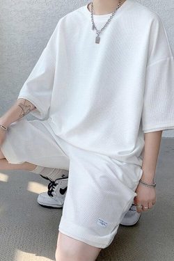 Y2K Retro Soft Boy Sweatshirt & Sweatshorts Two Piece Set - Perfect Y2K Summer Outfit
