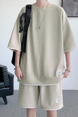 Y2K Retro Soft Boy Sweatshirt & Sweatshorts Two Piece Set - Perfect Y2K Summer Outfit