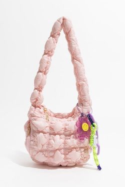 Y2K Retro Soft Girl Quilted Handbag - Perfect for 90s and Y2K Fashion Outfits