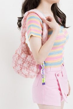 Y2K Retro Soft Girl Quilted Handbag - Perfect for 90s and Y2K Fashion Outfits