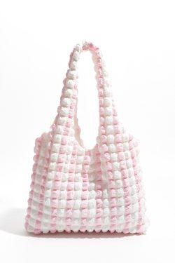 Y2K Retro Soft Girl Quilted Striped Handbag - Perfect for 90s and Y2K Fashion Outfits
