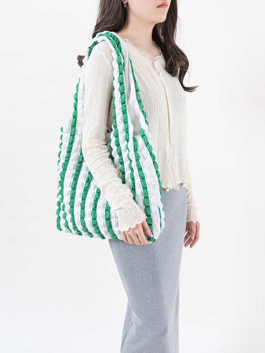 Y2K Retro Soft Girl Quilted Striped Handbag - Perfect for 90s and Y2K Fashion Outfits
