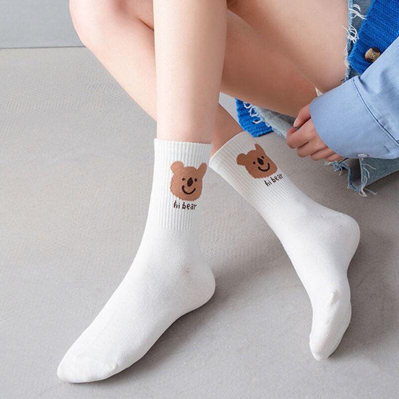 Y2K Retro Style Cute Kawaii Patterned Socks - 5 Pairs for Trendy 90s and Y2K Outfits