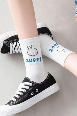 Y2K Retro Style Cute Kawaii Patterned Socks - 5 Pairs for Trendy 90s and Y2K Outfits
