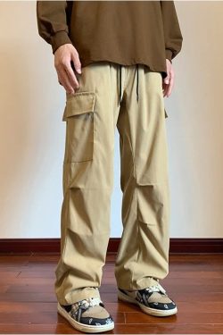 Y2K Retro Style Drawstring Cargo Parachute Pants - Perfect for 90s and Grunge Outfits