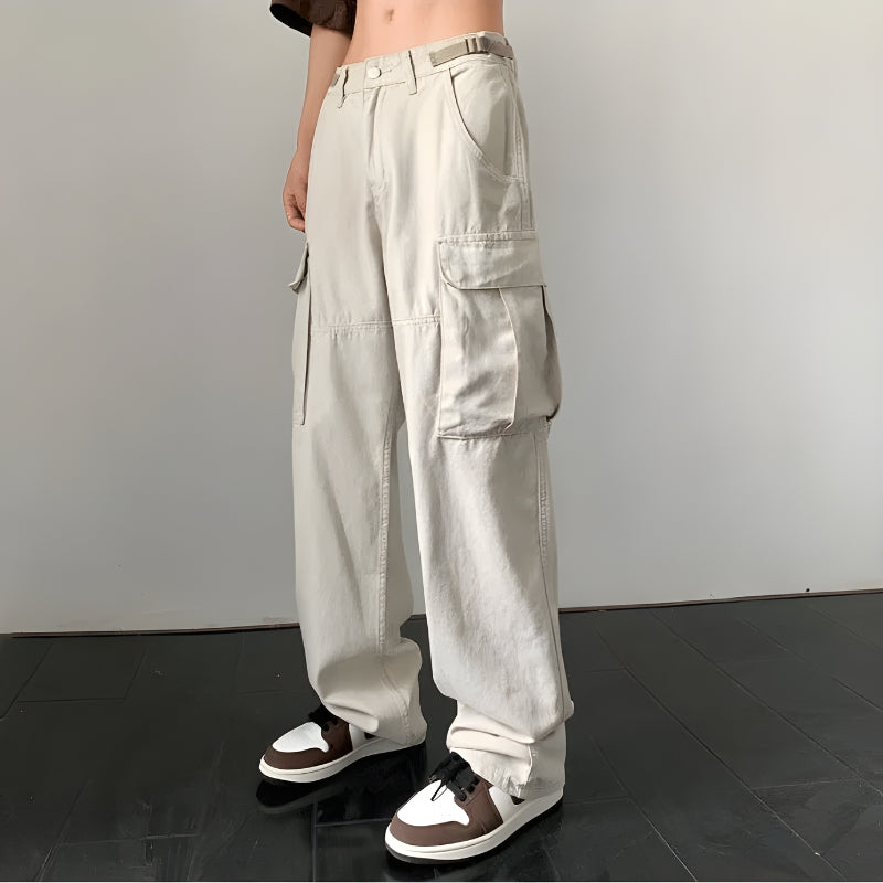 Y2K Retro Style Side Belt Detailed Baggy Cargo Pants - Perfect for 90s and Grunge Outfits