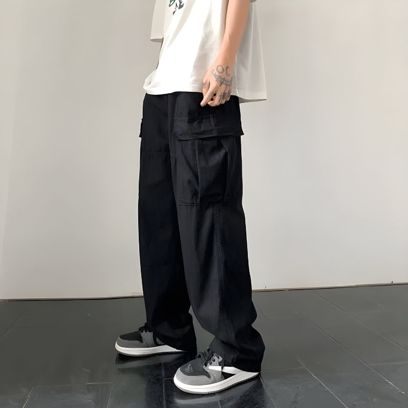 Y2K Retro Style Side Belt Detailed Baggy Cargo Pants - Perfect for 90s and Grunge Outfits