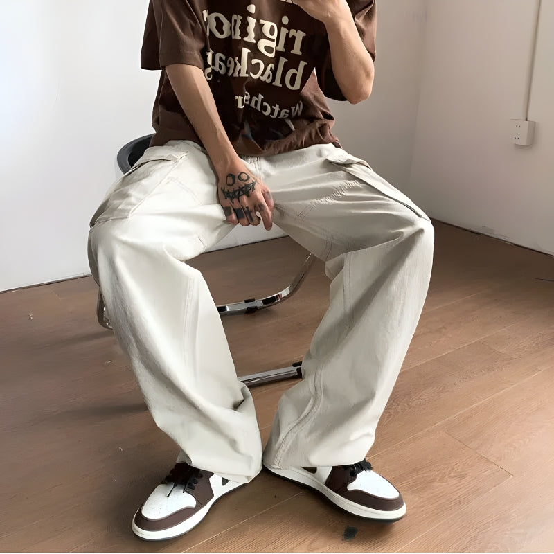 Y2K Retro Style Side Belt Detailed Baggy Cargo Pants - Perfect for 90s and Grunge Outfits
