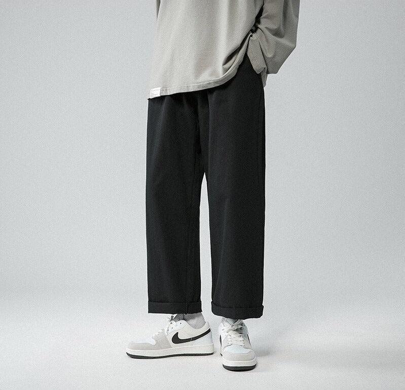 Y2K Retro Style Soft Boy Elastic Waist Straight Leg Pants - Perfect 90s Grunge Outfits