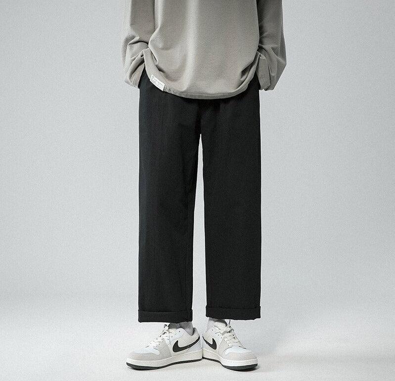 Y2K Retro Style Soft Boy Elastic Waist Straight Leg Pants - Perfect 90s Grunge Outfits
