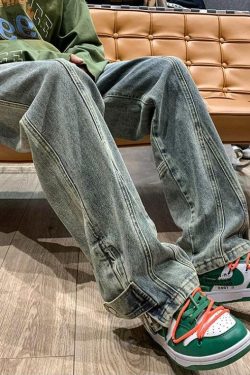 Y2K Retro Style Straight Leg Baggy Jeans - Perfect for 90s and Grunge Outfits