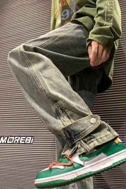 Y2K Retro Style Straight Leg Baggy Jeans - Perfect for 90s and Grunge Outfits