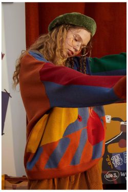 Y2K Retro Weirdcore Dog Sweater - 90s Grunge Style for Unique Fashion Statements