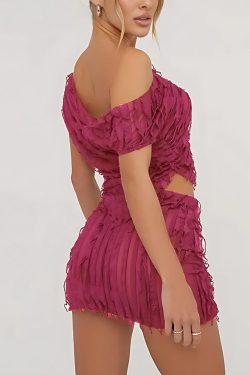 Y2K Ruffled One Shoulder Top & Mini Skirt Set - Perfect for Retro Summer Outfits
