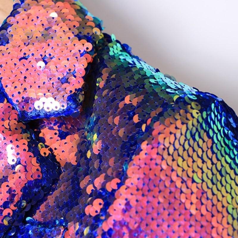 Y2K Sequin Long Blazer - Retro Style Statement Jacket for Grunge & 90s Outfits