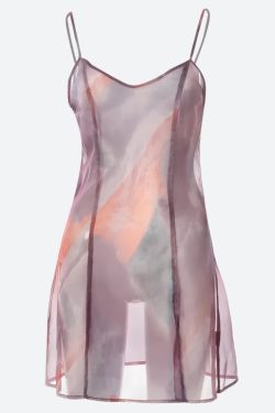 Y2K Sheer Mesh Slit Mini Dress - Retro 90s Grunge Style Douyin Outfit
