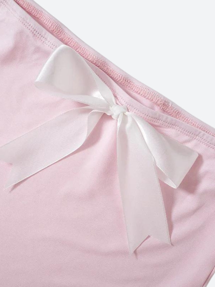 Y2K Soft Coquette Bow Two Piece Set - Retro Style Summer Outfit