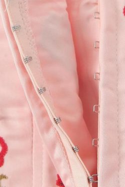 Y2K Soft Girl Embroidered Beaded Corset Top - Retro 90s Fashion Statement