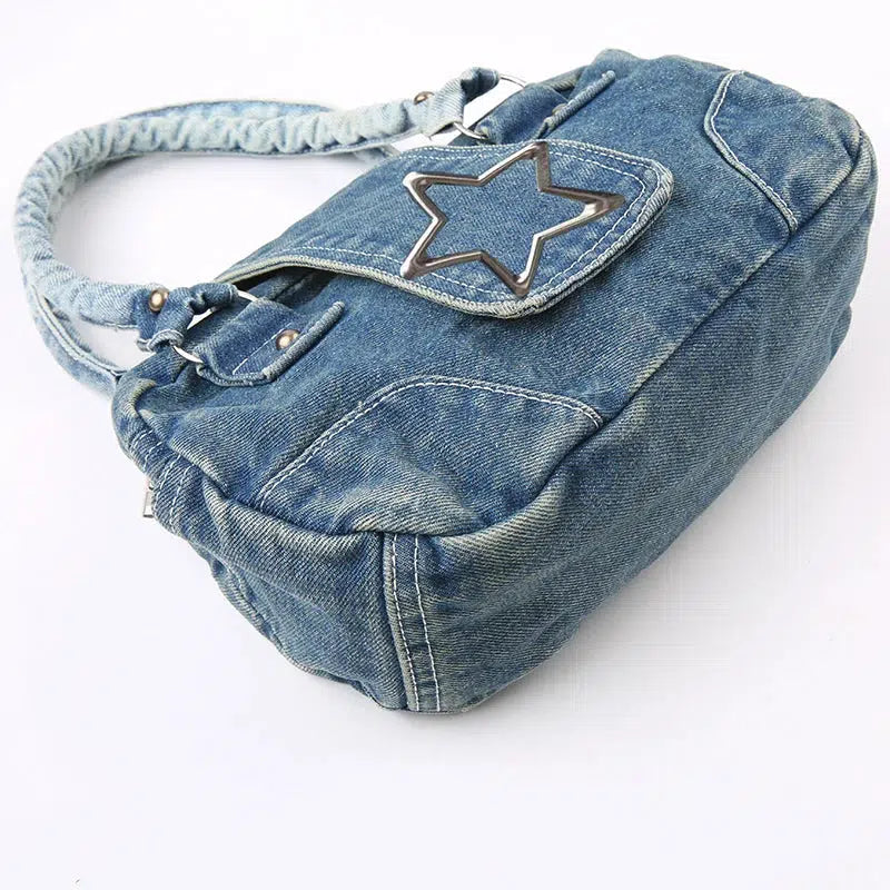 Y2K Star Denim Bag - Retro Style 90s Fashion Accessory for Y2K Outfits