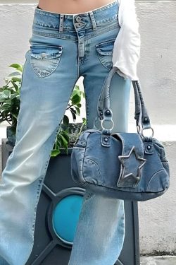 Y2K Star Denim Bag - Retro Style 90s Fashion Accessory for Y2K Outfits