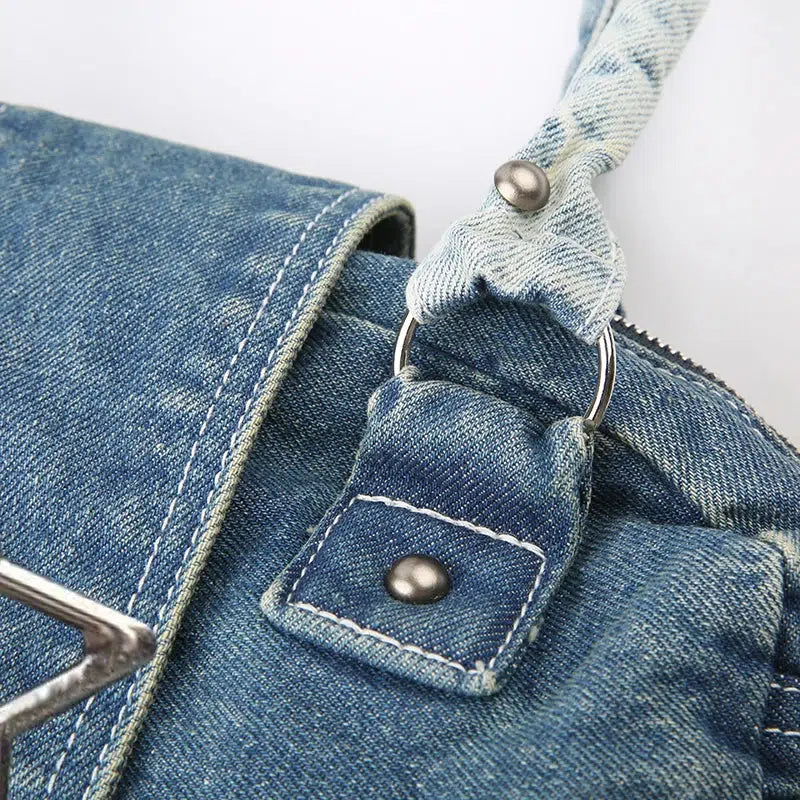 Y2K Star Denim Bag - Retro Style 90s Fashion Accessory for Y2K Outfits