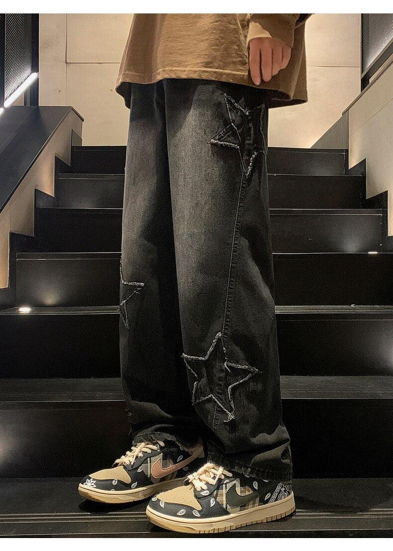 Y2K Star Embroidered Retro Style Jeans - Perfect for 90s and Y2K Outfits