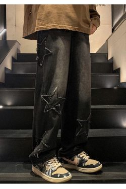 Y2K Star Embroidered Retro Style Jeans - Perfect for 90s and Y2K Outfits