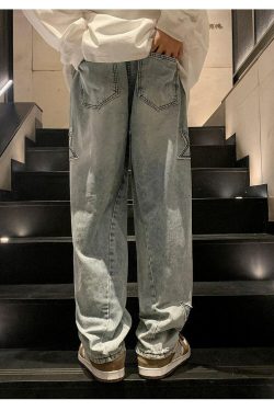 Y2K Star Embroidered Retro Style Jeans - Perfect for 90s and Y2K Outfits