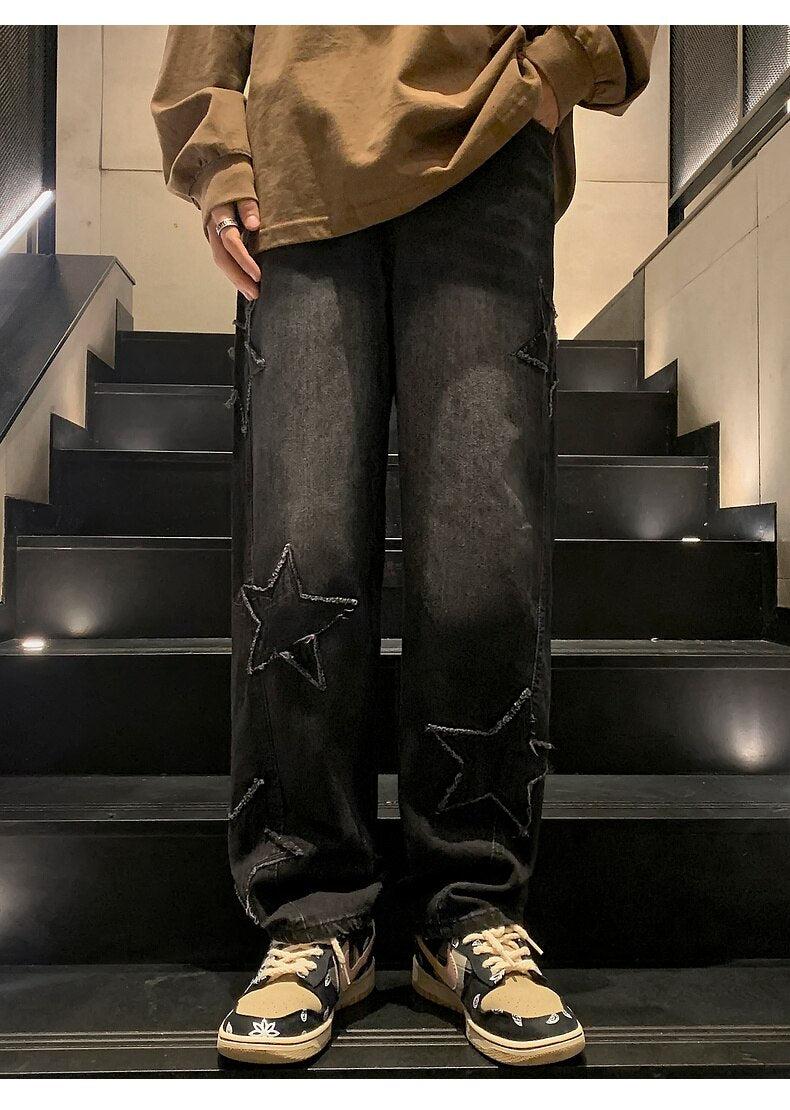 Y2K Star Embroidered Retro Style Jeans - Perfect for 90s and Y2K Outfits