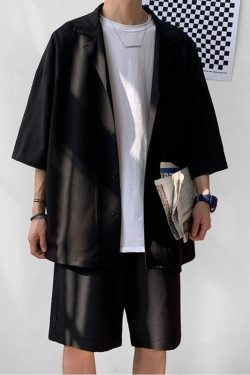 Y2K Summer Soft Boy Shirt and Shorts Two Piece Set - Retro Style Y2K Outfits