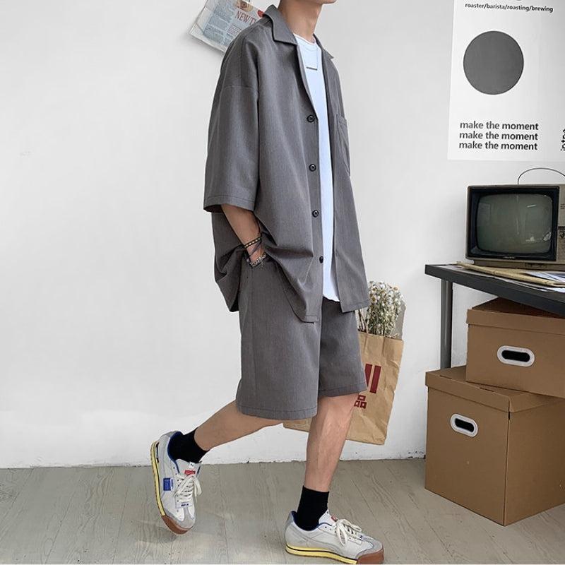 Y2K Summer Soft Boy Shirt and Shorts Two Piece Set - Retro Style Y2K Outfits