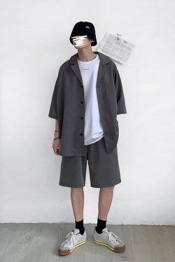 Y2K Summer Soft Boy Shirt and Shorts Two Piece Set - Retro Style Y2K Outfits