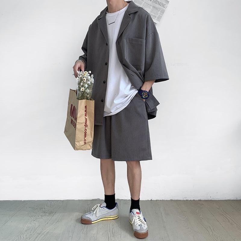 Y2K Summer Soft Boy Shirt and Shorts Two Piece Set - Retro Style Y2K Outfits