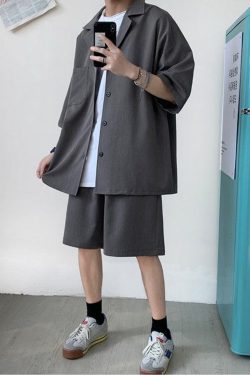 Y2K Summer Soft Boy Shirt and Shorts Two Piece Set - Retro Style Y2K Outfits