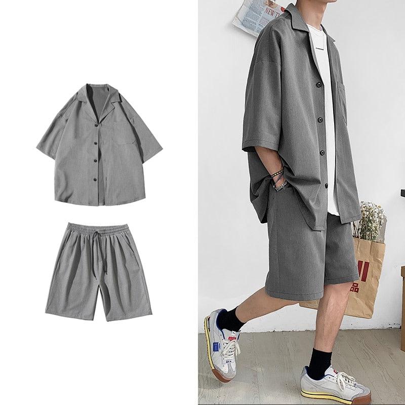 Y2K Summer Soft Boy Shirt and Shorts Two Piece Set - Retro Style Y2K Outfits