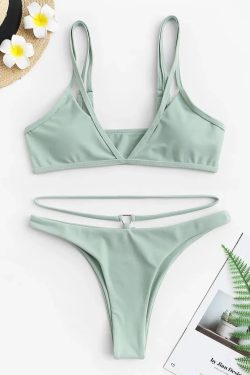 Y2K Triangle Cut Out Bikini Set - Retro Style Summer Swimwear
