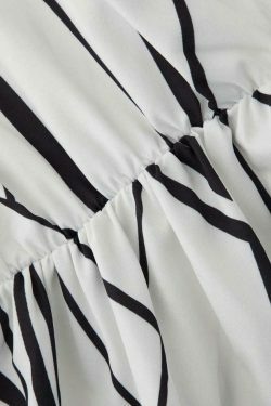 Abstract Stripe Frill Trim Maxi Dress: Coquette Aesthetic, Y2K Fashion, Grunge Style, Pastel Goth