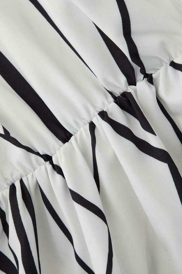 Abstract Stripe Frill Trim Maxi Dress: Coquette Aesthetic, Y2K Fashion, Grunge Style, Pastel Goth