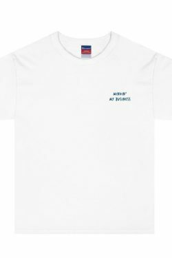AFFICIAL x CHAMPION 'Mindin' my Business' Embroidered Tee - Y2K Coquette Grunge Aesthetic