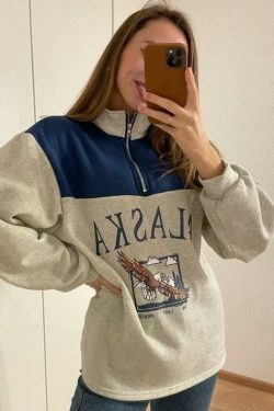 Alaska Zip Up Sweatshirt - Y2K Coquette Grunge Aesthetic Cute Tops Pastel