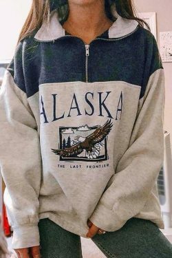 Alaska Zip Up Sweatshirt - Y2K Coquette Grunge Aesthetic Cute Tops Pastel