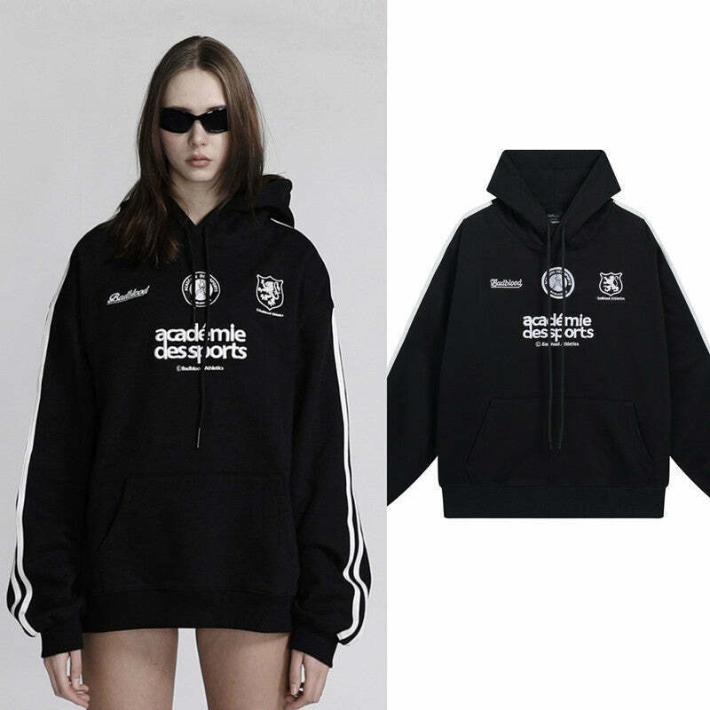 American Retro Embroidery Pure Cotton Hoodie - Y2K Fashion Aesthetic with Coquette and Grunge Style