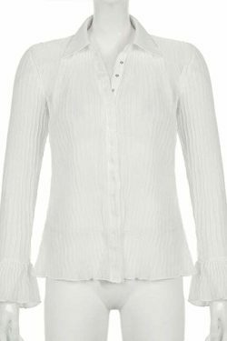 Angelcore Aesthetic White Shirt with Transparent Flare Sleeves - Y2K Fashion Statement